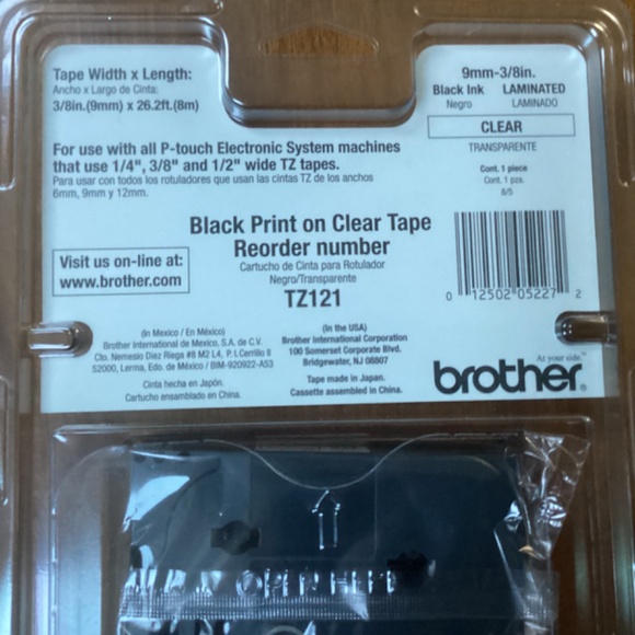 Brother TZ-121 P-touch Electronic Labeling System Tape 3/8” width (9mm) - Picture 6 of 7